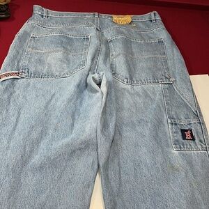 REVIVAL 90s carpenter pockets blue JEANS  cotton straight leg work pants 36/34